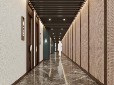 新中式酒店过道3D模型下载
